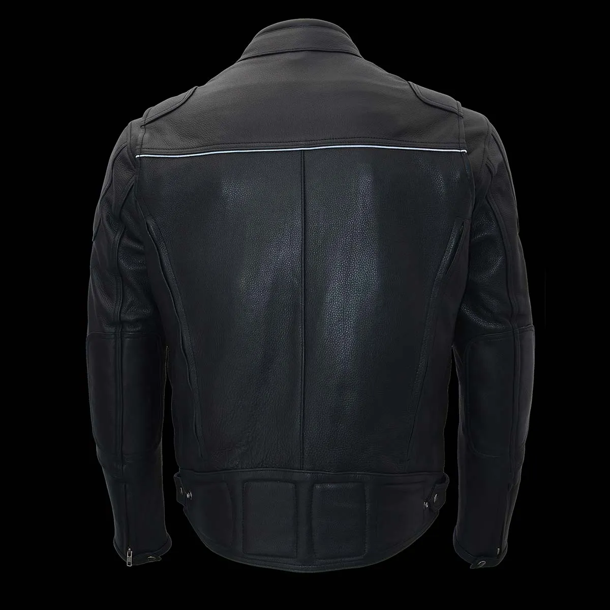 Milwaukee Leather MLM1526 Men's Black 'Stay Cool' Black Leather Sporty Motorcycle Jacket with Cool-Tec