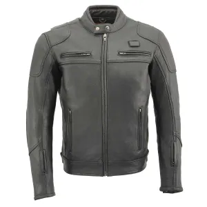 Milwaukee Leather MLM1526 Men's Black 'Stay Cool' Black Leather Sporty Motorcycle Jacket with Cool-Tec