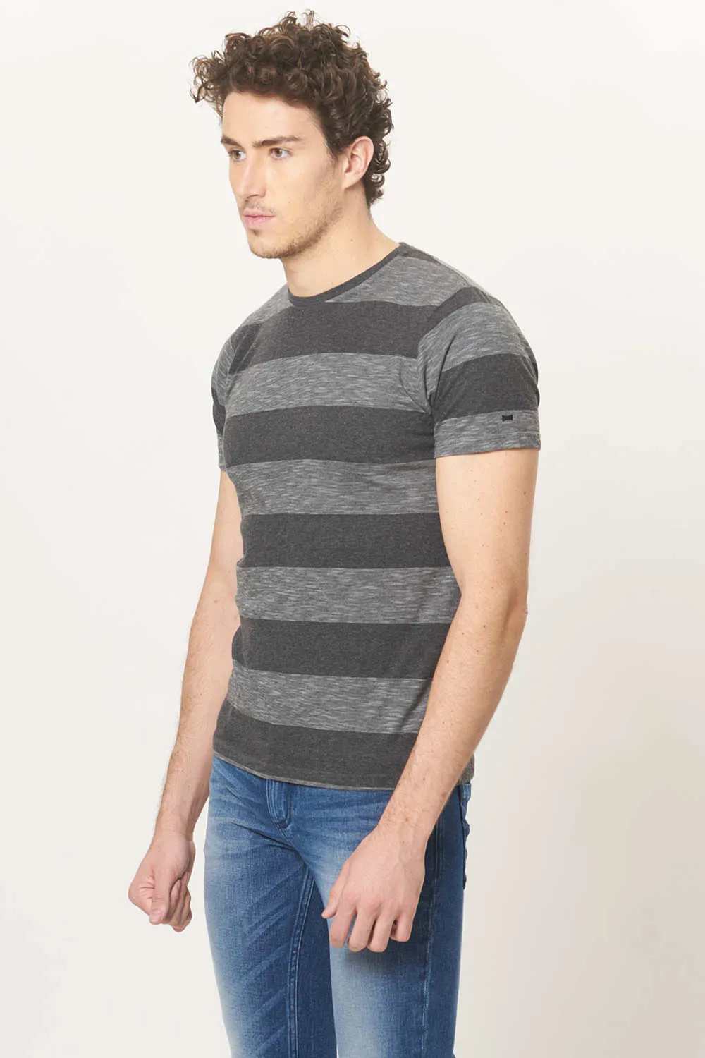 Muscle Fit Stripes Crew Neck T.Shirt