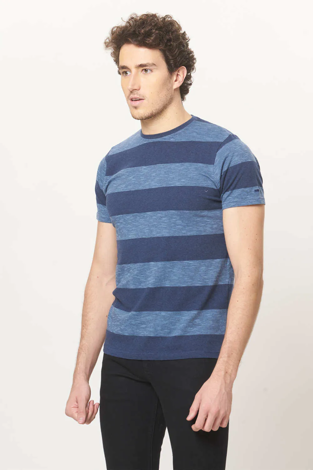 Muscle Fit Stripes Crew Neck T.Shirt