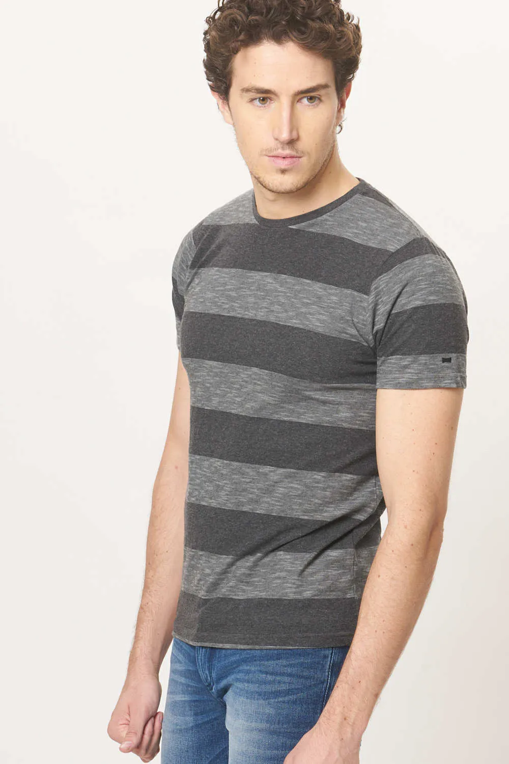 Muscle Fit Stripes Crew Neck T.Shirt