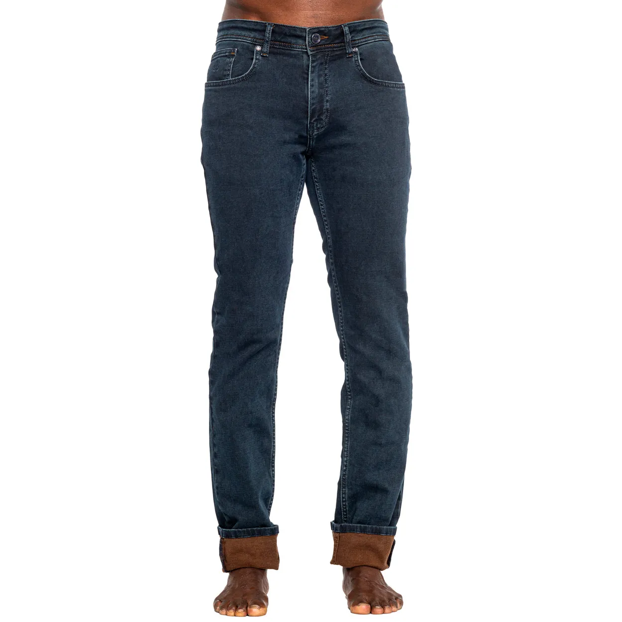 Navy Slim Fit Jeans w/ Brown Inner Lining