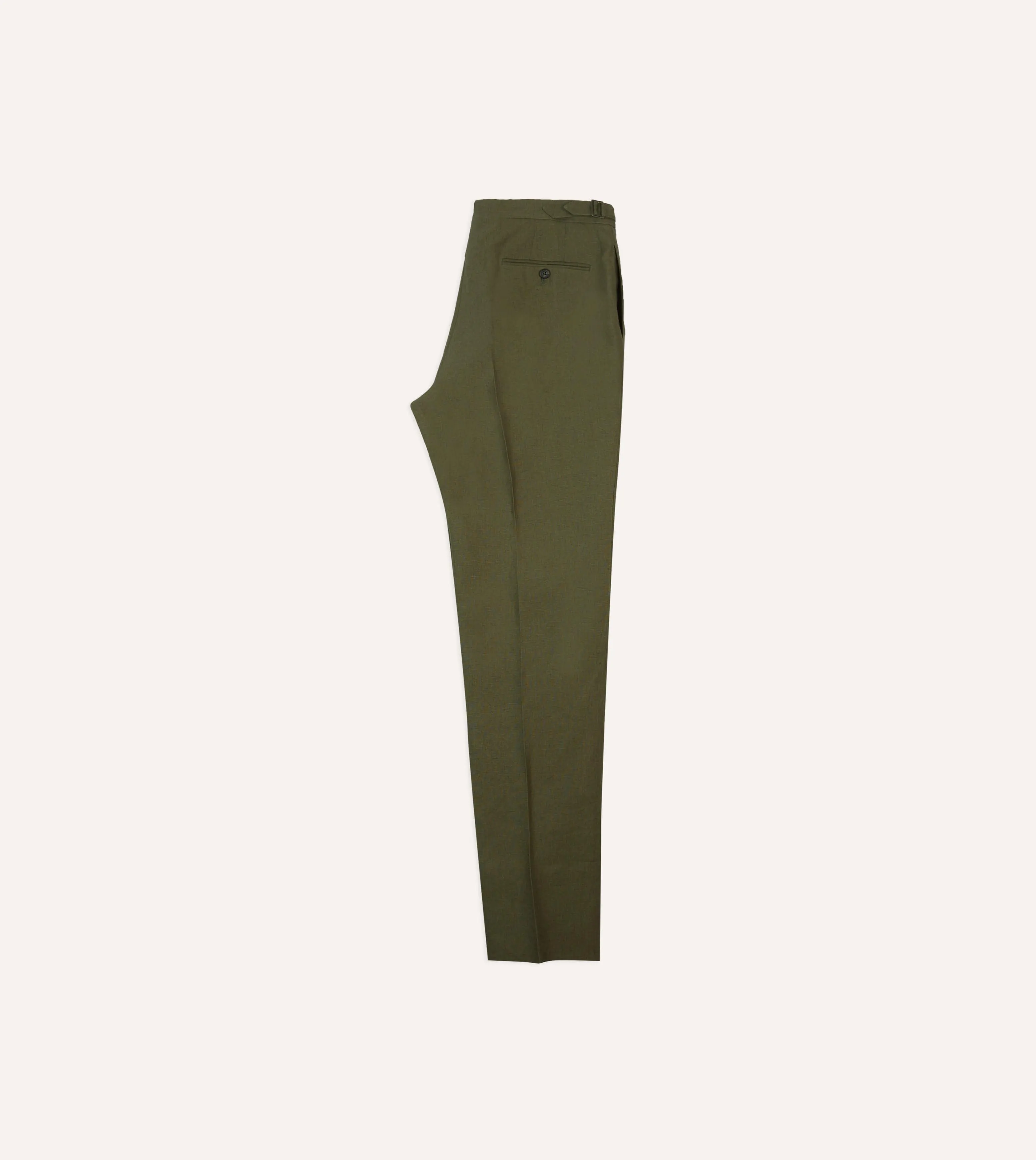 Olive Irish Linen Single Pleat Trouser