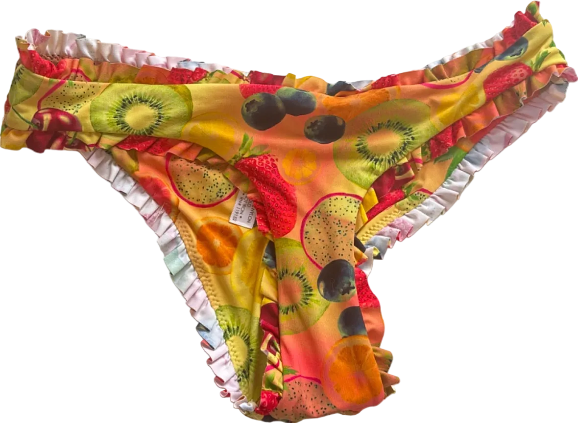 Out From Under Multi Fruit Print Ruffled Bikini Bottom XS