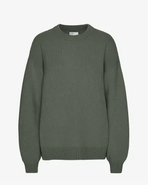 Oversized Merino Wool Crew - Dusty Olive