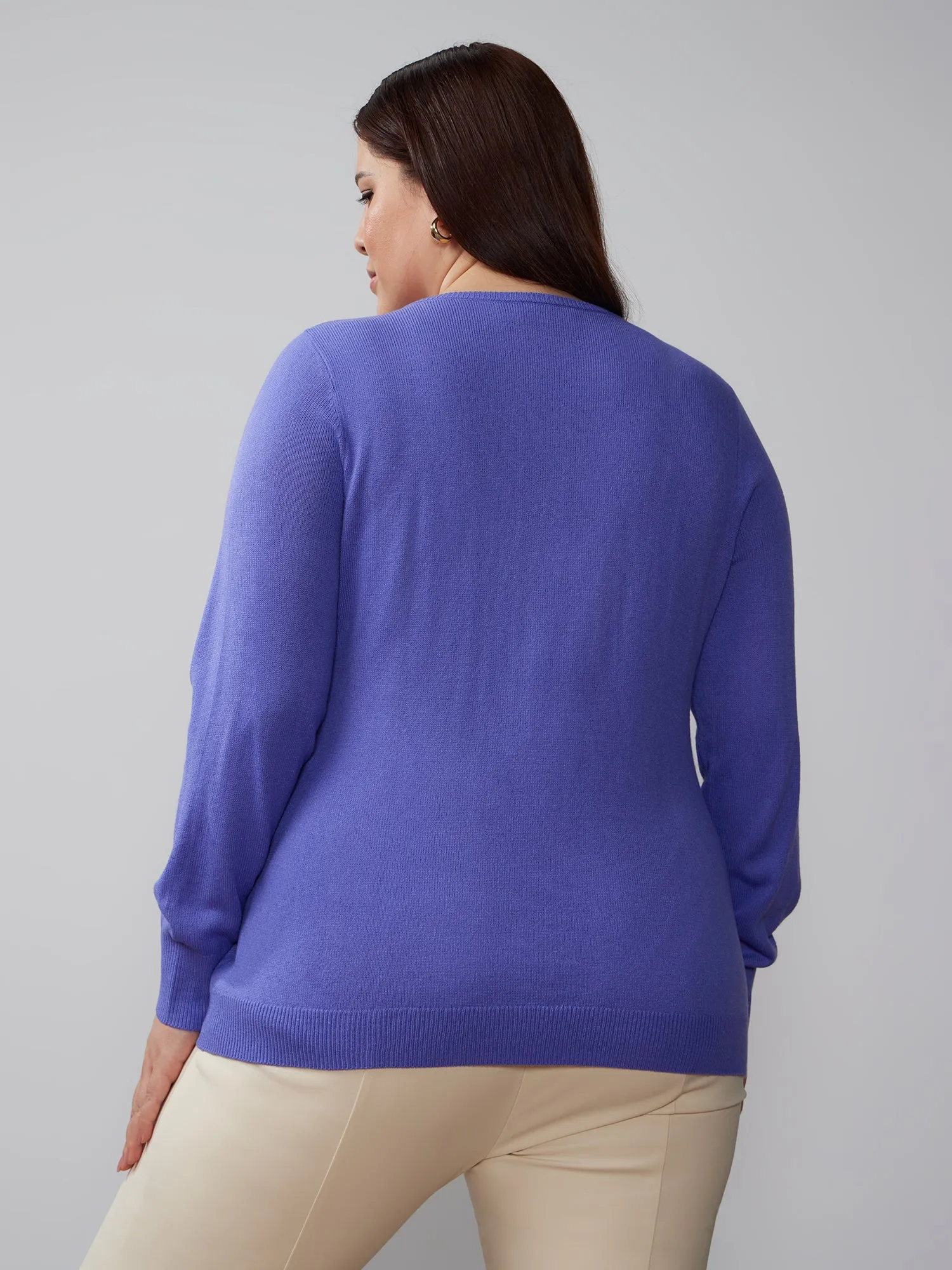 Plus Long Sleeve V-Neck Pullover