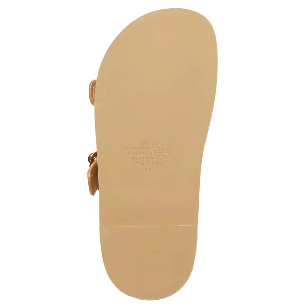 Romina Slide in Tan Leather