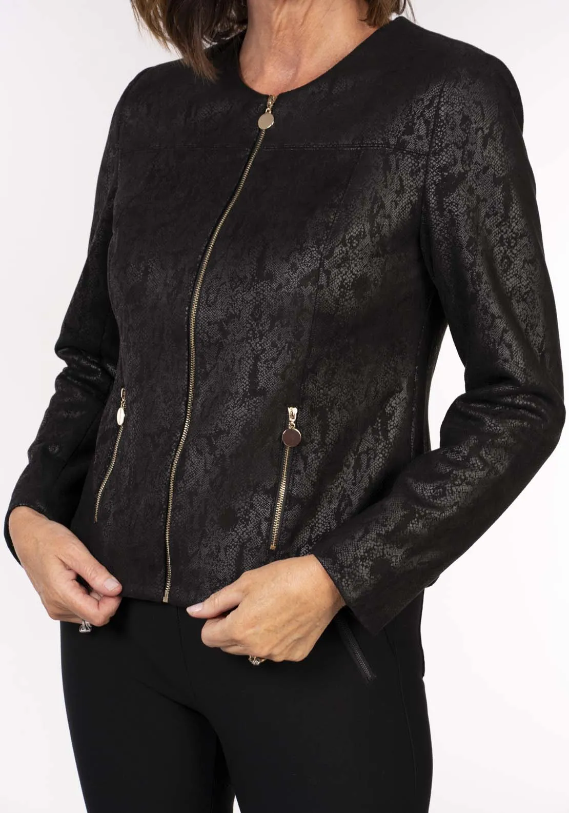 Snake Zip Pu Jacket - Black