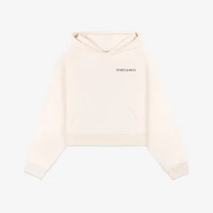 SPORTY & RICH | WMN'S H&W CLUB CROPPED HOODIE { CREAM/NAVY