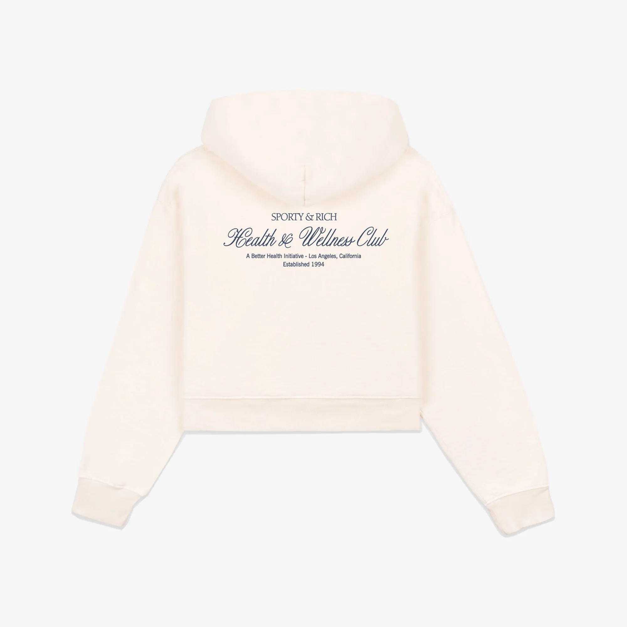 SPORTY & RICH | WMN'S H&W CLUB CROPPED HOODIE { CREAM/NAVY