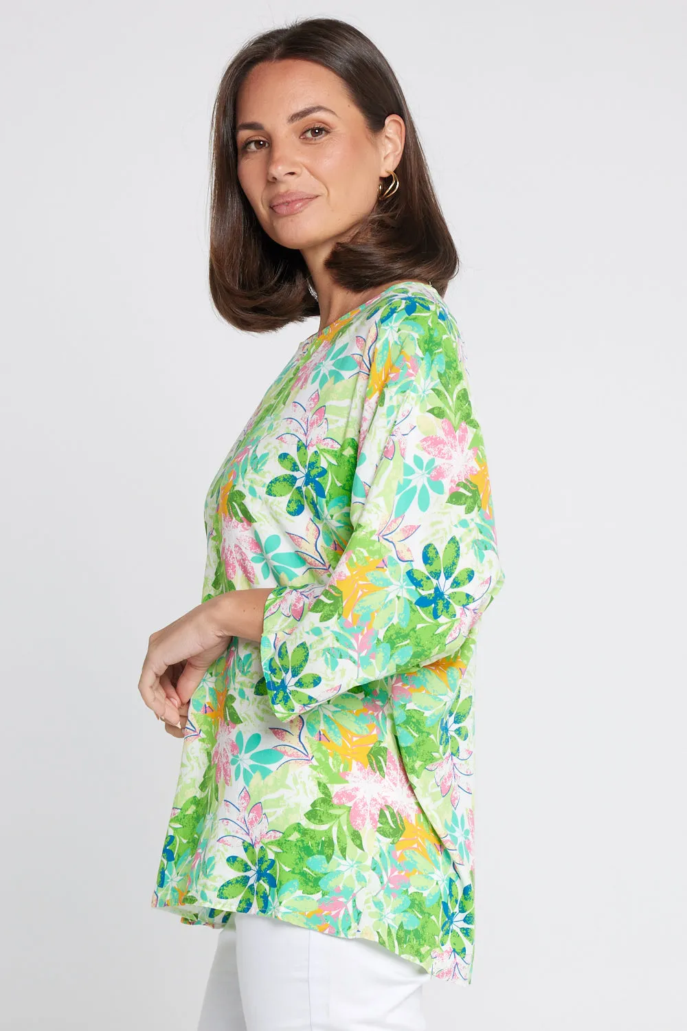 Summer Ease Top - Green Tree Floral