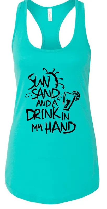 Sun Sand and a Drink in Hand Summer Graphic Tank *Online Only*