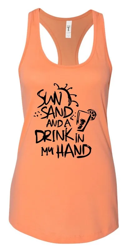 Sun Sand and a Drink in Hand Summer Graphic Tank *Online Only*