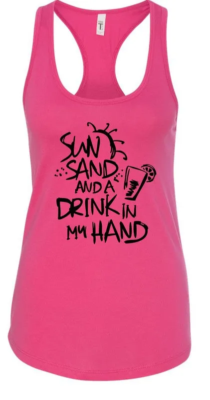 Sun Sand and a Drink in Hand Summer Graphic Tank *Online Only*