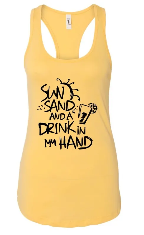 Sun Sand and a Drink in Hand Summer Graphic Tank *Online Only*