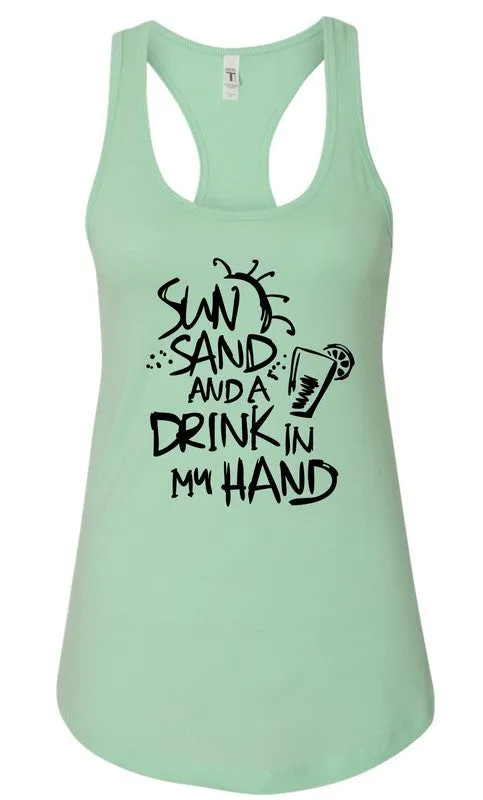 Sun Sand and a Drink in Hand Summer Graphic Tank *Online Only*