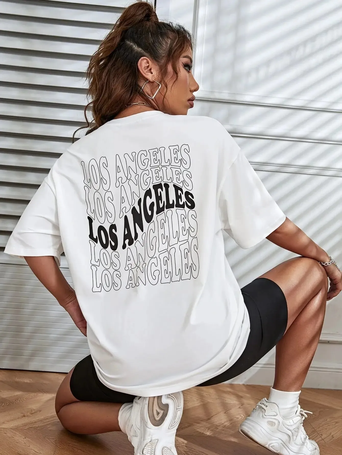 SXV  'Los Angeles bold’ Printed Cool Aesthetic Oversized T-shirt