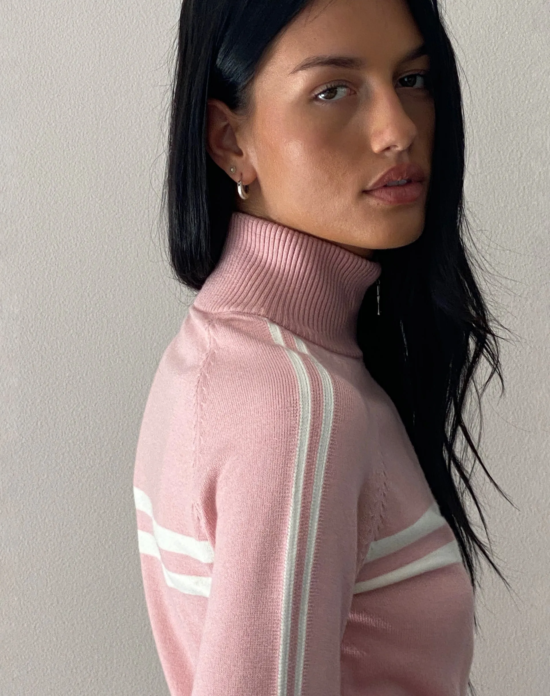 Talisa Sporty Zip Through Jacket in Knit Pink