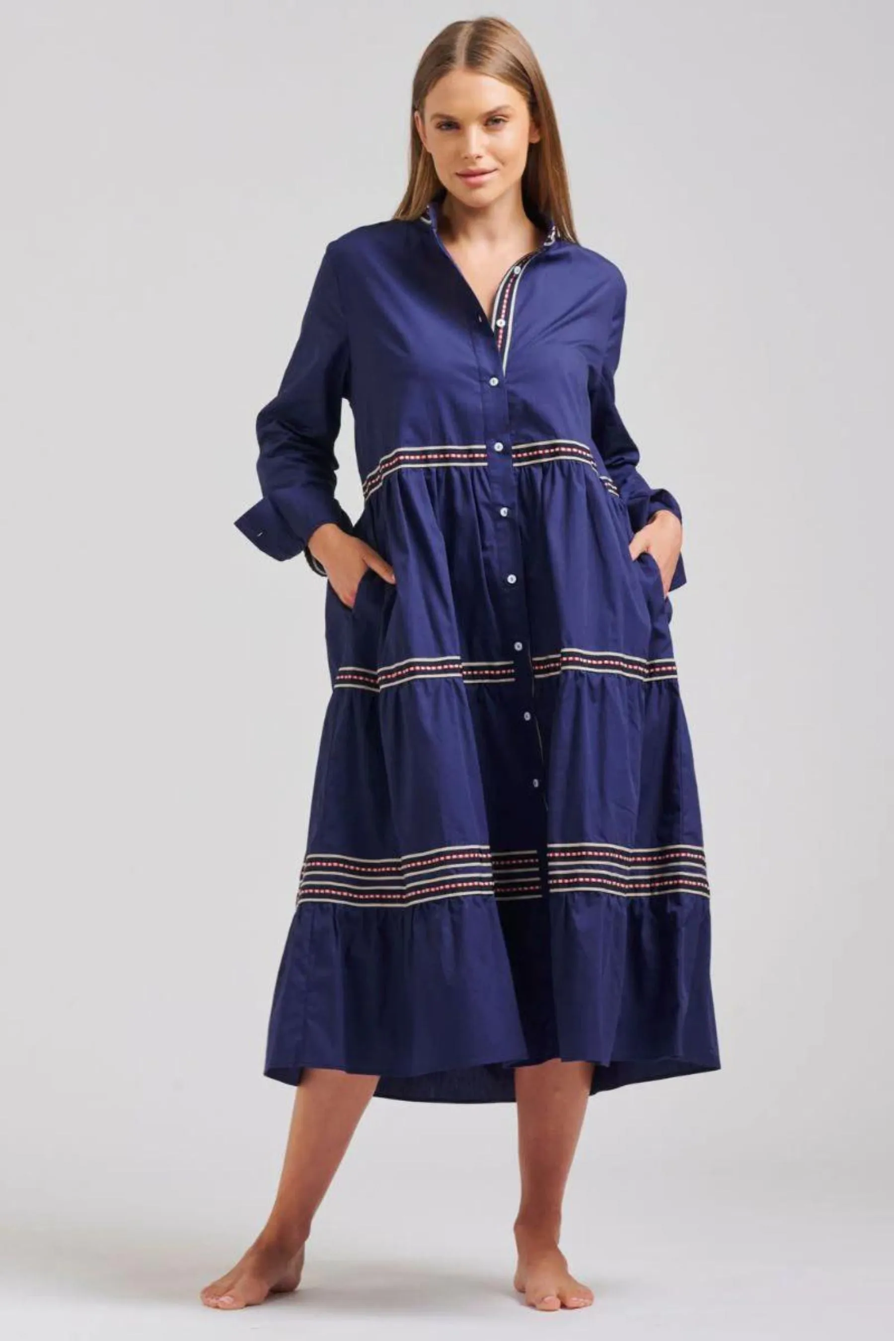 The Sandy Relaxed Tiered Dress | Navy