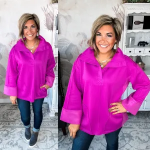 Together At Last Collared Pullover - Magenta