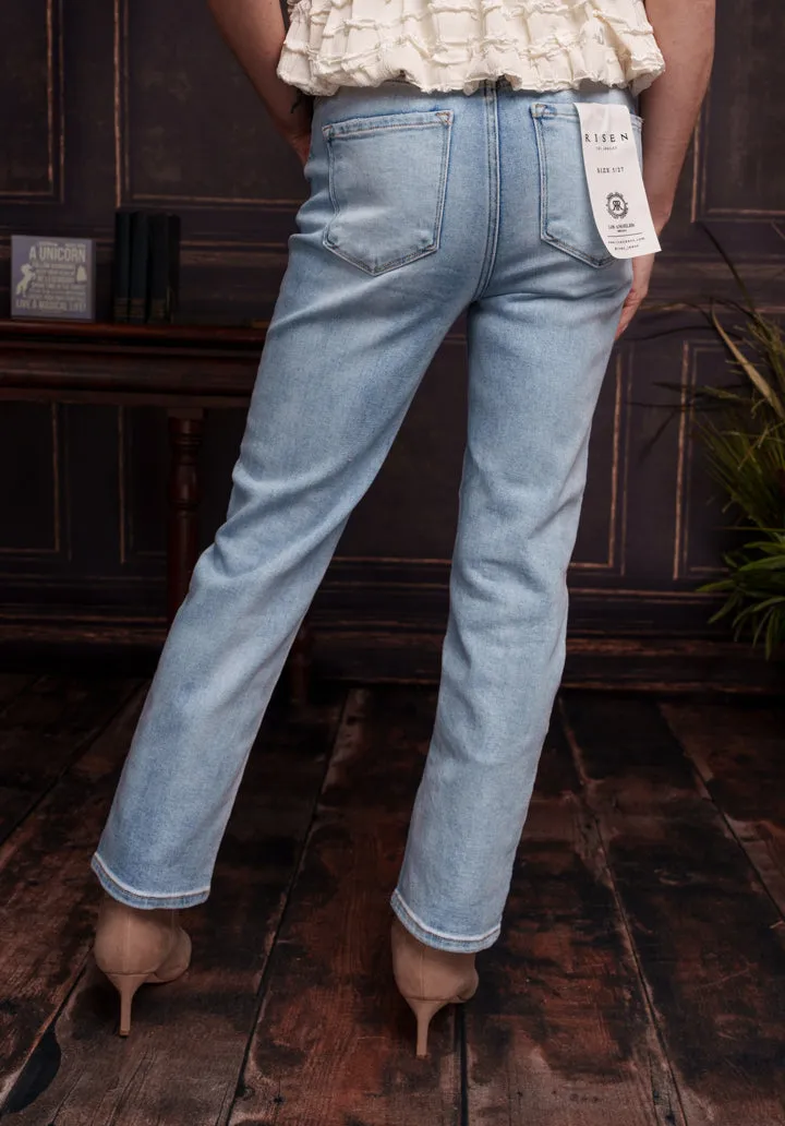 Tummy Control High Rise Straight Crop Jeans