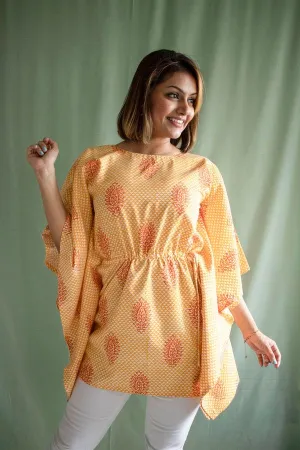 Turmeric Yellow Short Kaftaan in Lyocell