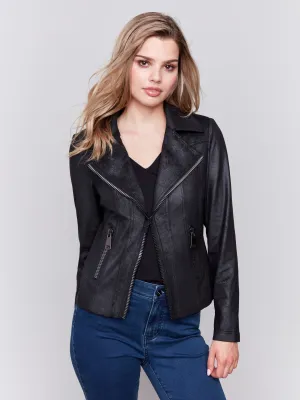 Vintage Faux Leather Perfecto Jacket - Black