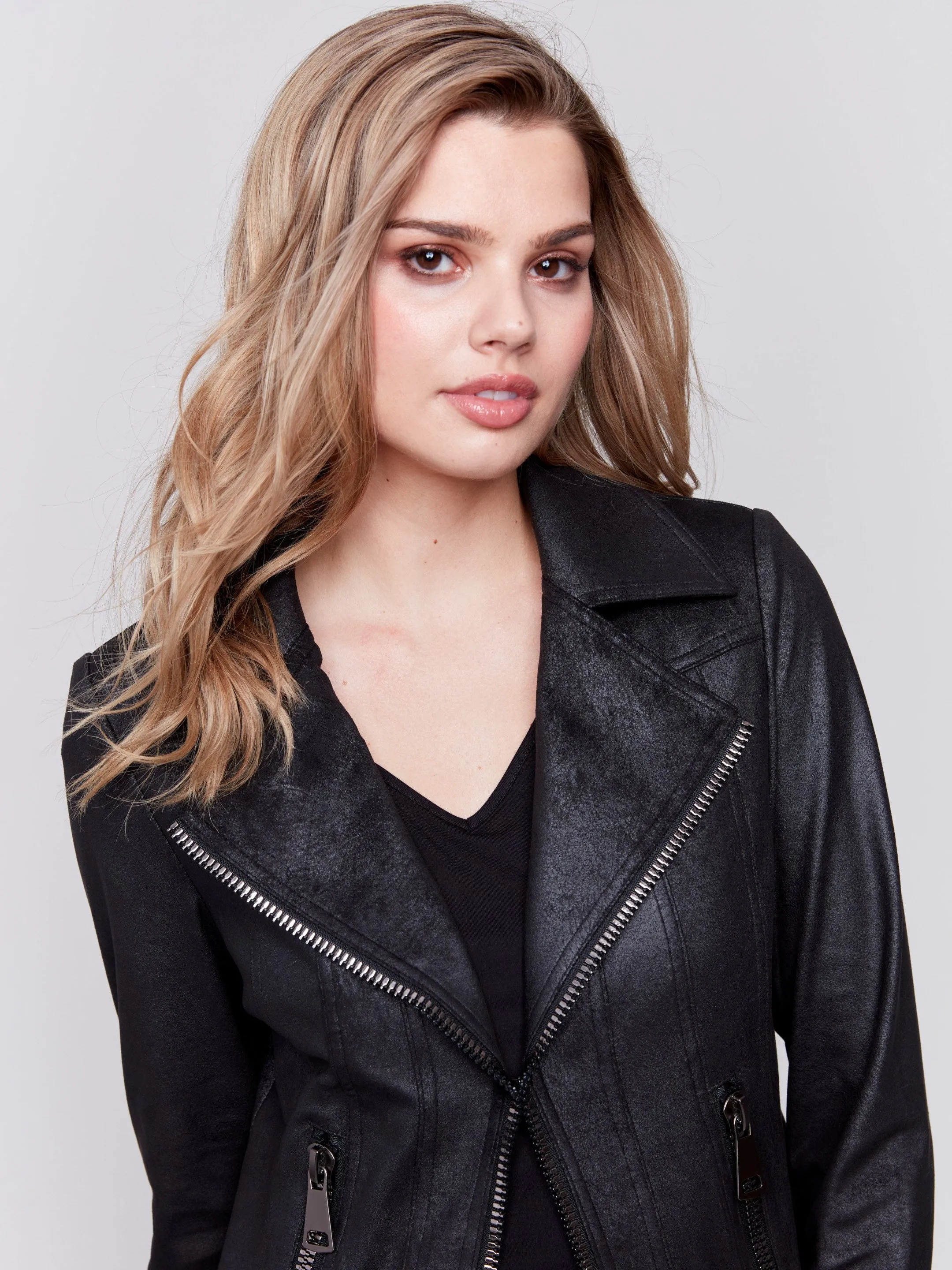 Vintage Faux Leather Perfecto Jacket - Black