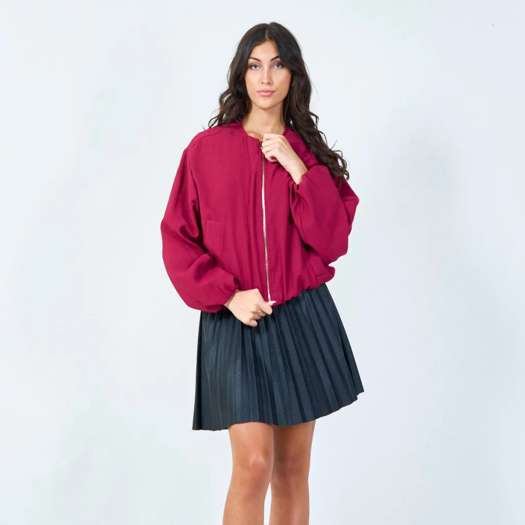 Zip-up cropped bomber jacket wholesale