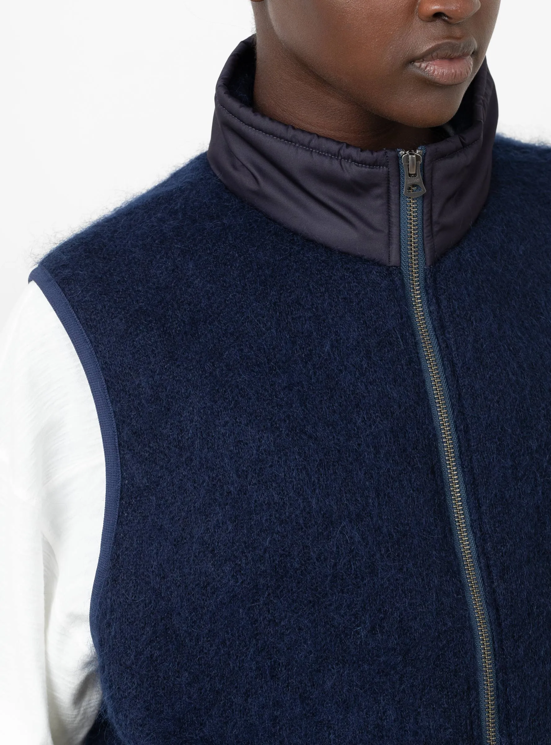 Zip-Up Mohair Vest Navy