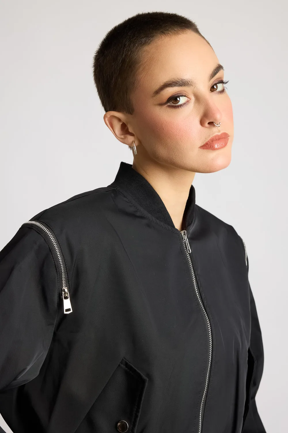 Zip With Me Black Bomber Jacket