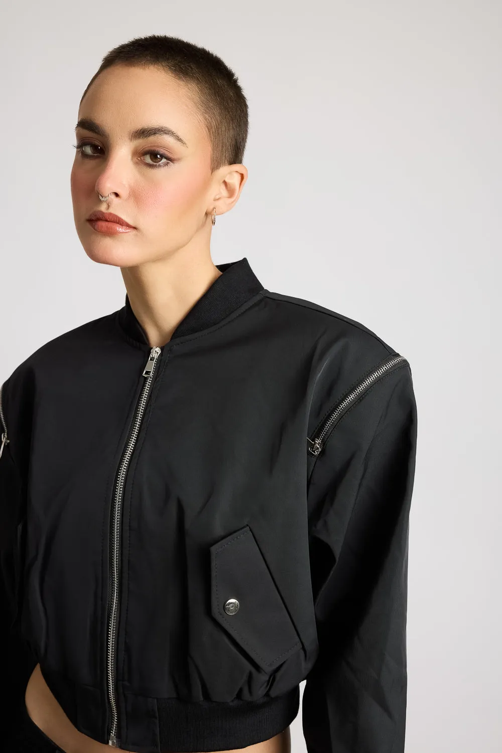 Zip With Me Black Bomber Jacket